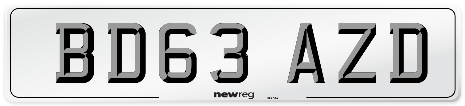 BD63 AZD Number Plate from New Reg